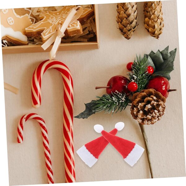 Dekorative Mini-Chapeaux aus rotem und weißem Vliesstoff für Weihnachtsdekorationen, 24 Stück