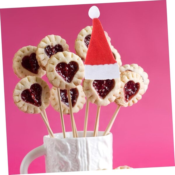 Dekorative Mini-Chapeaux aus rotem und weißem Vliesstoff für Weihnachtsdekorationen, 24 Stück