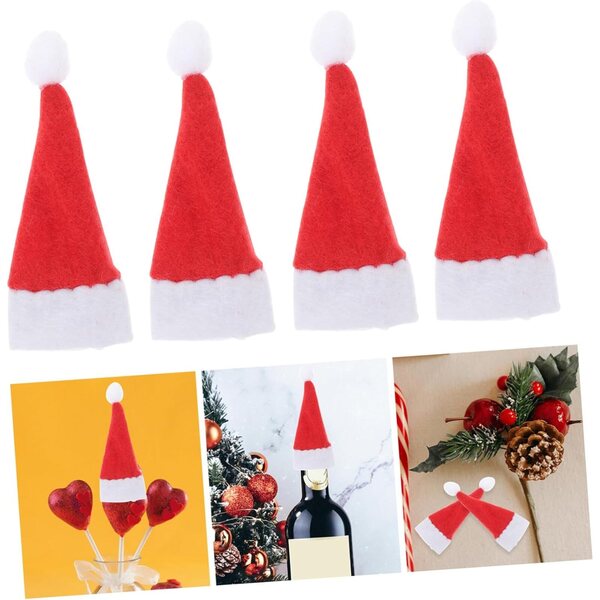 Dekorative Mini-Chapeaux aus rotem und weißem Vliesstoff für Weihnachtsdekorationen, 24 Stück