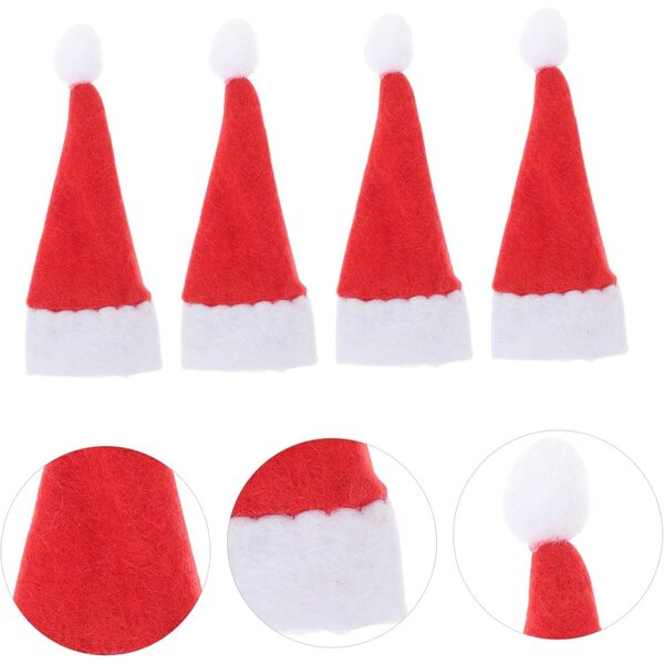 Dekorative Mini-Chapeaux aus rotem und weißem Vliesstoff für Weihnachtsdekorationen, 24 Stück