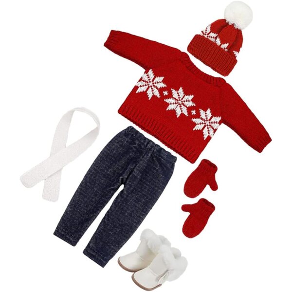 Completo Costume Natale per Bambole WEKAMOS con Accessori in Cotone Morbido