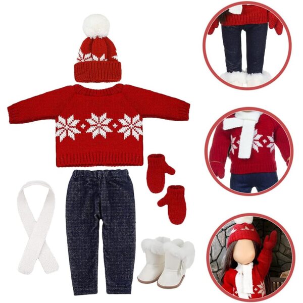 Completo Costume Natale per Bambole WEKAMOS con Accessori in Cotone Morbido