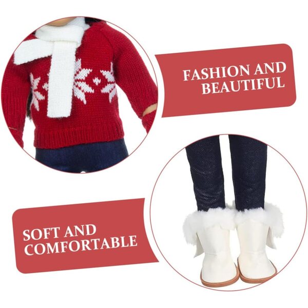Completo Costume Natale per Bambole WEKAMOS con Accessori in Cotone Morbido
