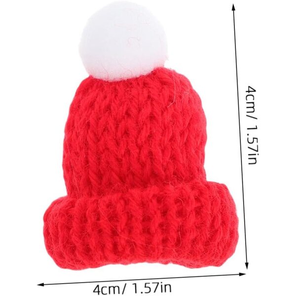 12 Mini Cappelli di Babbo Natale in Lana per Decorazioni e Accessori Natalizi