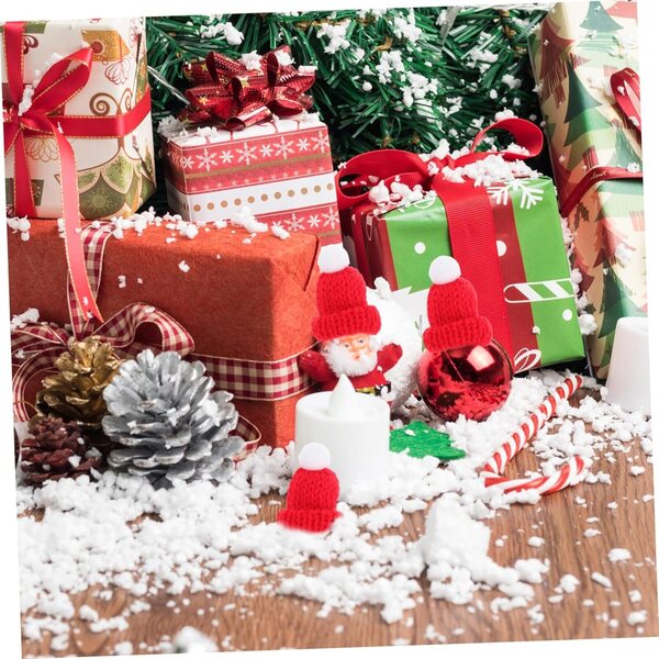 12 Mini Cappelli di Babbo Natale in Lana per Decorazioni e Accessori Natalizi