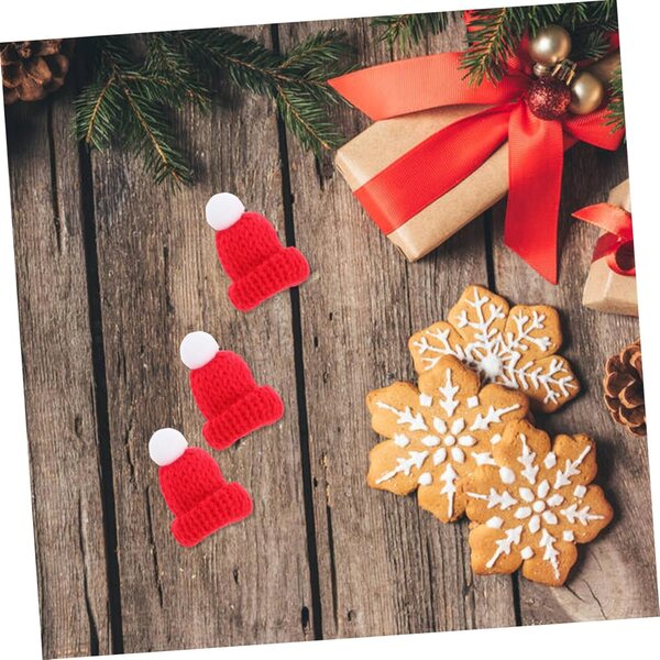 12 Mini Cappelli di Babbo Natale in Lana per Decorazioni e Accessori Natalizi
