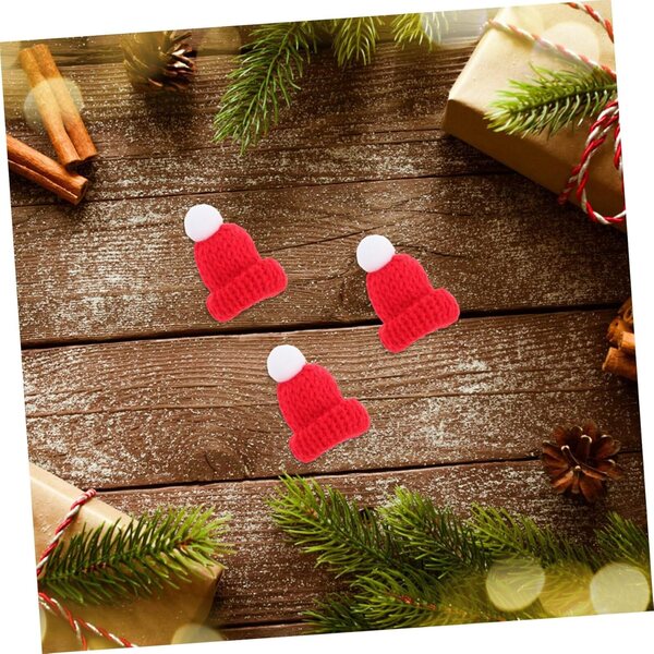 12 Mini Cappelli di Babbo Natale in Lana per Decorazioni e Accessori Natalizi