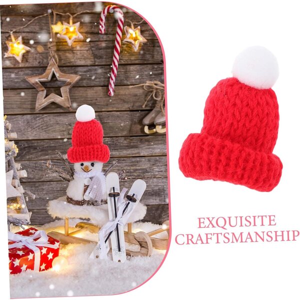 12 Mini Cappelli di Babbo Natale in Lana per Decorazioni e Accessori Natalizi