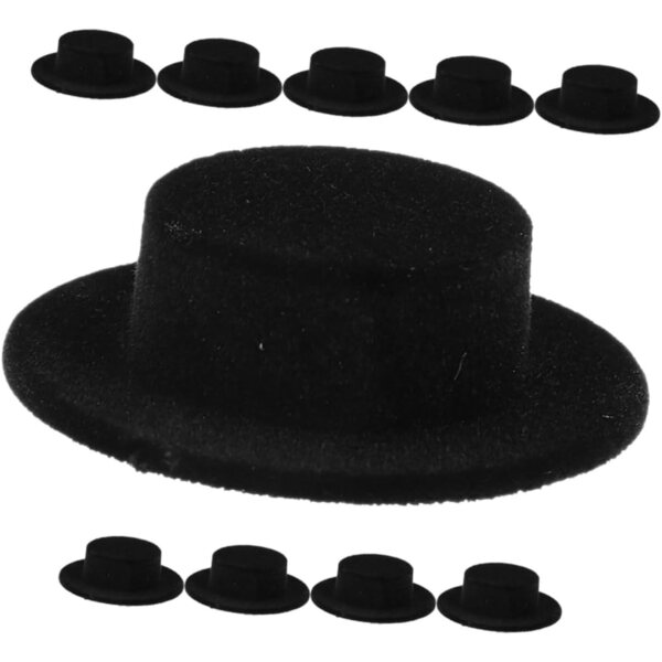 10 schwarze Mini-Hüte aus Harz für Dekorationen und Heimwerker - WEKAMOS