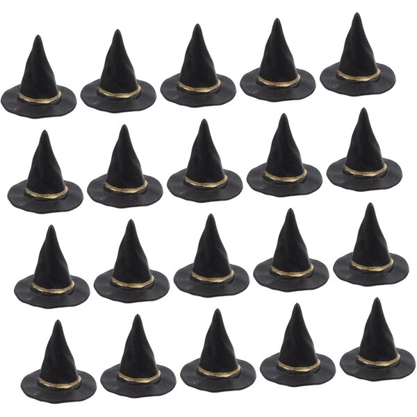 ORFOFE 20 schwarze Mini-Hüte für Halloween-Dekorationen und kreatives Heimwerken