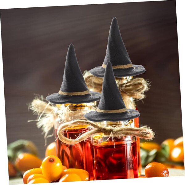 ORFOFE 20 schwarze Mini-Hüte für Halloween-Dekorationen und kreatives Heimwerken