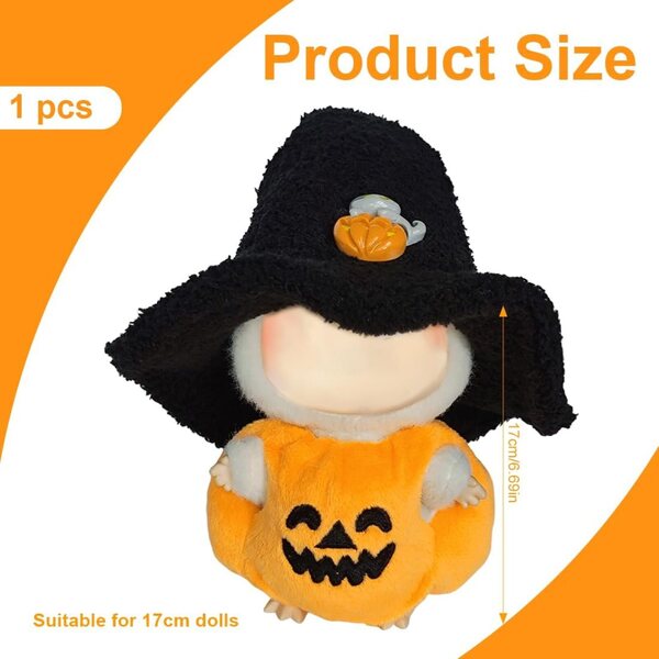 Set 2 Abiti Halloween per Bambole 17 cm con Body e Cappello, Regalo Perfetto