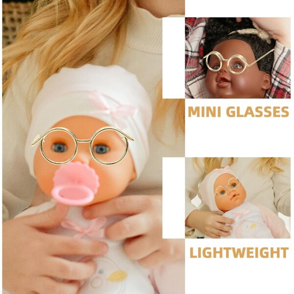 DECHOUS Set 20 Mini Occhiali Dorati per Bambole Accessori Facili da Indossare