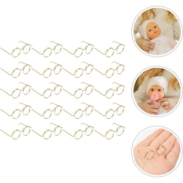 DECHOUS Set 20 Mini Occhiali Dorati per Bambole Accessori Facili da Indossare