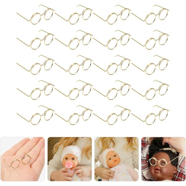 DECHOUS Set 20 Mini Occhiali Dorati per Bambole Accessori Facili da Indossare