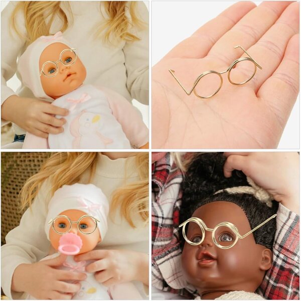 DECHOUS Set 20 Mini Occhiali Dorati per Bambole Accessori Facili da Indossare