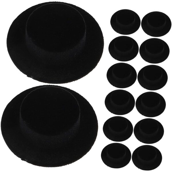 KOMBIUDA Set 15 Mini Cappelli Neri in Resina per Decorazioni e Bricolage
