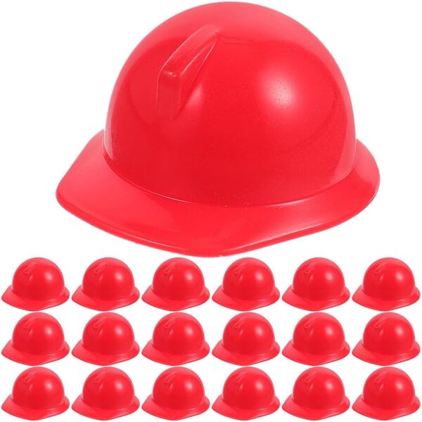 Set 20 Mini Caschi di Sicurezza per Bambole Rosso Realistici e Resistenti 4,2x3,6 cm