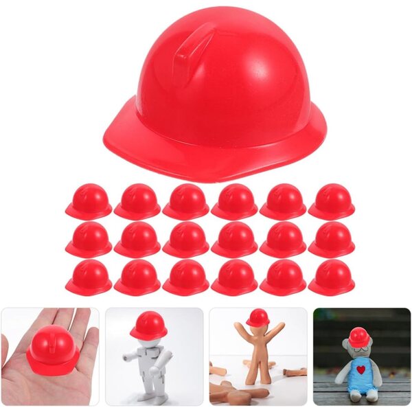 Set 20 Mini Caschi di Sicurezza per Bambole Rosso Realistici e Resistenti 4,2x3,6 cm