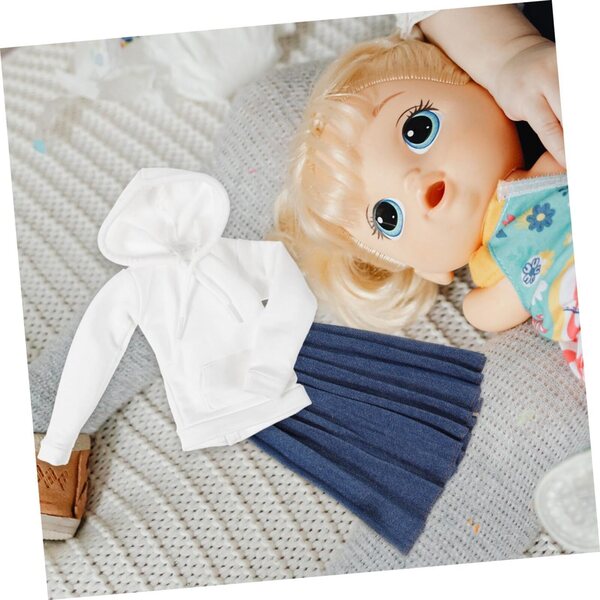 UPKOCH Mini-Puppenkleid mit weißem Sweatshirt und blauem Faltenrock für Mini-Puppen