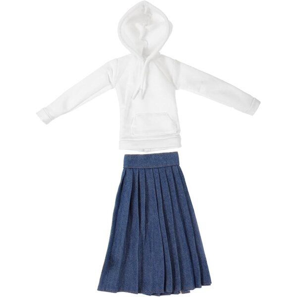 UPKOCH Mini-Puppenkleid mit weißem Sweatshirt und blauem Faltenrock für Mini-Puppen