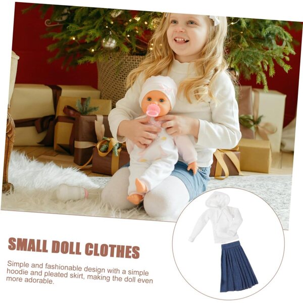 UPKOCH Mini-Puppenkleid mit weißem Sweatshirt und blauem Faltenrock für Mini-Puppen