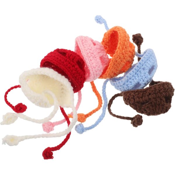6 Mini Cappelli in Lana per Bambole - Accessori Fai-da-te e Decorazioni Natalizie