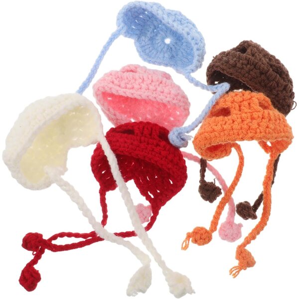 6 Mini Cappelli in Lana per Piccoli Animali e Bambole - Accessori Decorativi DIY Natale