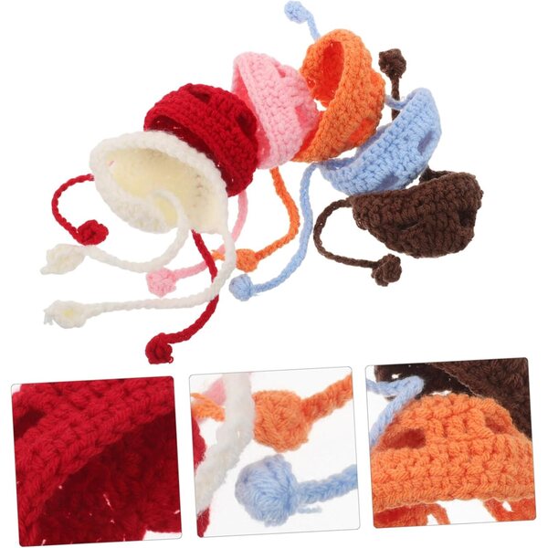 6 Mini Cappelli in Lana per Piccoli Animali e Bambole - Accessori Decorativi DIY Natale
