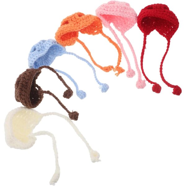 Set 6 Mini Cappelli in Lana per Bambole e Piccoli Animali - Accessori Decorativi