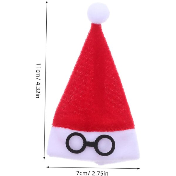 Set 10 Mini Cappelli di Babbo Natale Rossi in Flanella per Decorazioni Natalizie