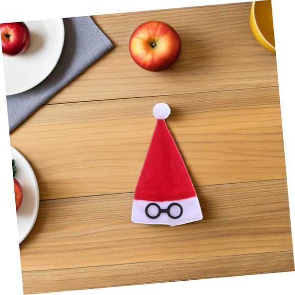 Set 10 Mini Cappelli di Babbo Natale Rossi in Flanella per Decorazioni Natalizie
