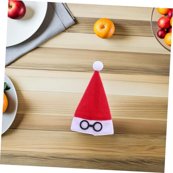 Set 10 Mini Cappelli di Babbo Natale Rossi in Flanella per Decorazioni Natalizie