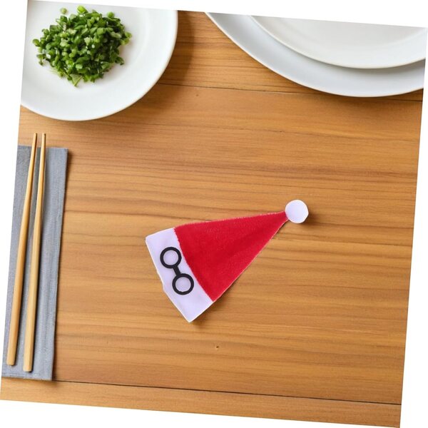 Set 10 Mini Cappelli di Babbo Natale Rossi in Flanella per Decorazioni Natalizie