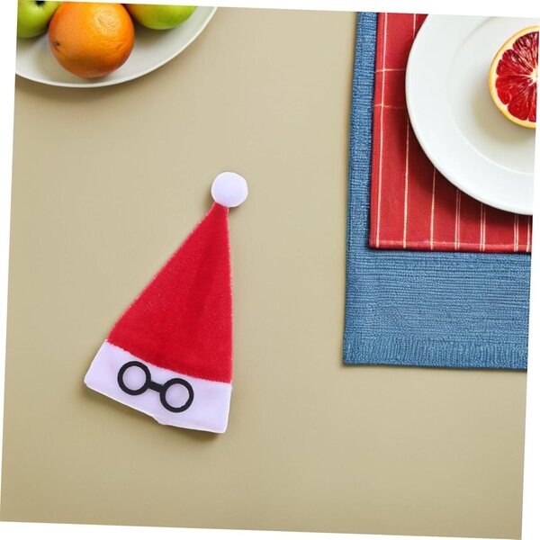 Set 10 Mini Cappelli di Babbo Natale Rossi in Flanella per Decorazioni Natalizie