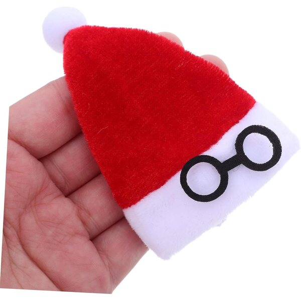 Set 10 Mini Cappelli di Babbo Natale in Flanella Rossi per Decorazioni Natalizie