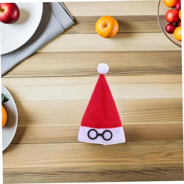 Set 10 Mini Cappelli di Babbo Natale in Flanella Rossi per Decorazioni Natalizie