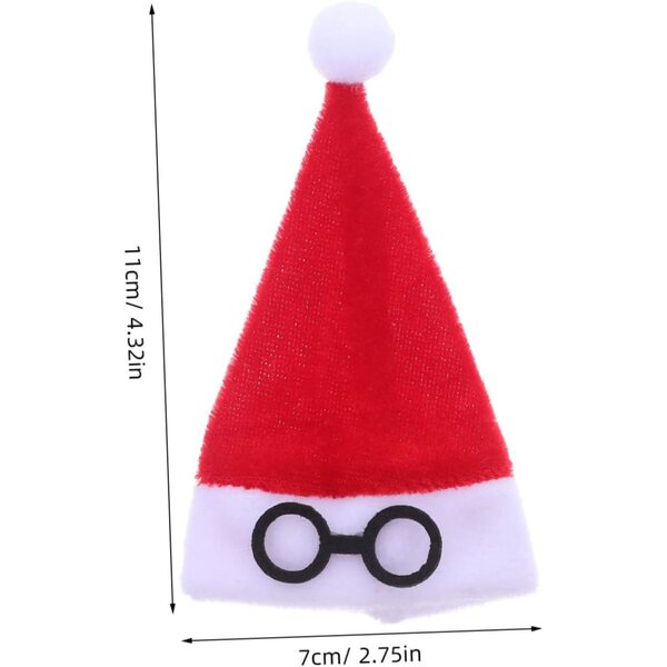 Set mit 10 Mini-Weihnachtsmannmützen aus Flanell für Weihnachtsdekorationen und Partyzubehör
