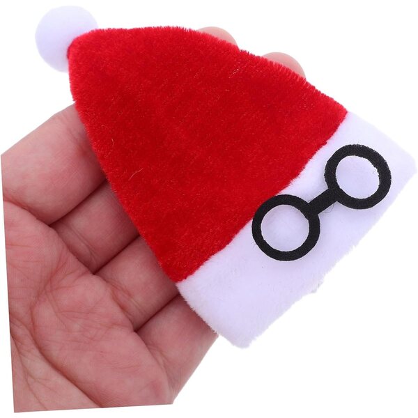 Set mit 10 Mini-Weihnachtsmannmützen aus Flanell für Weihnachtsdekorationen und Partyzubehör