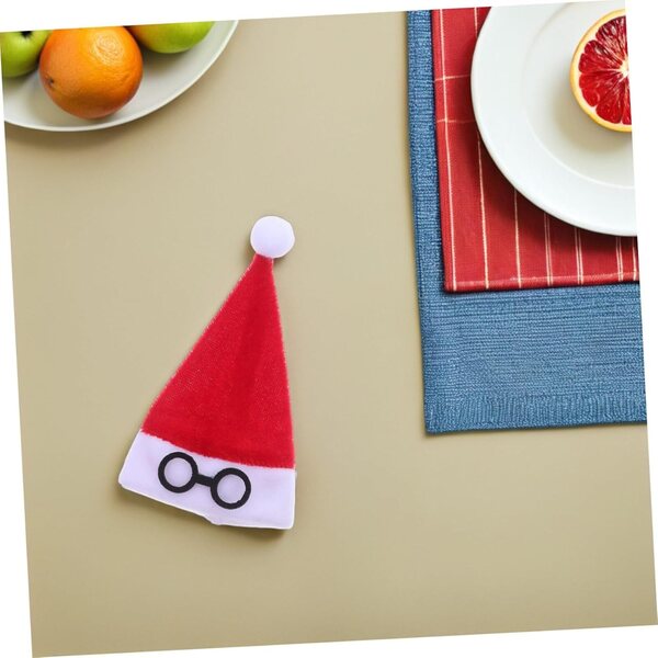 Set mit 10 Mini-Weihnachtsmannmützen aus Flanell für Weihnachtsdekorationen und Partyzubehör