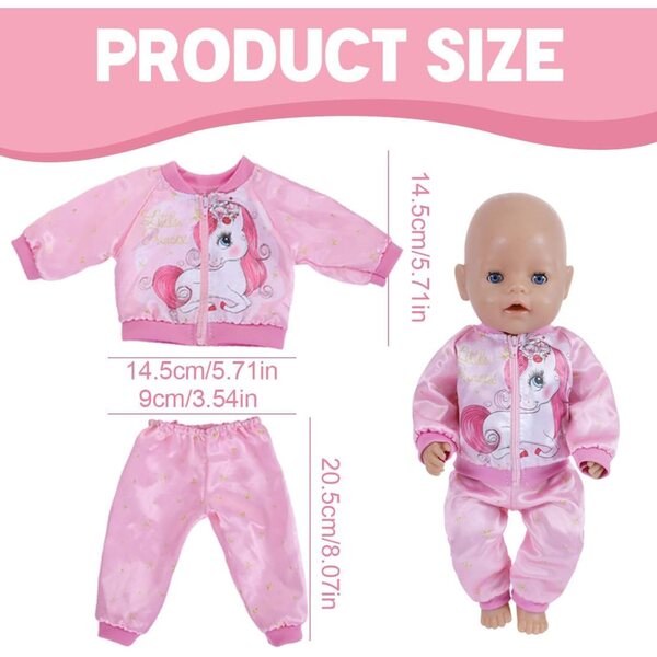 2er-Set rosa Kleidung für 18-Zoll-Puppen – weiche und waschbare Kleidung