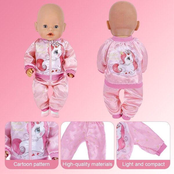2er-Set rosa Kleidung für 18-Zoll-Puppen – weiche und waschbare Kleidung