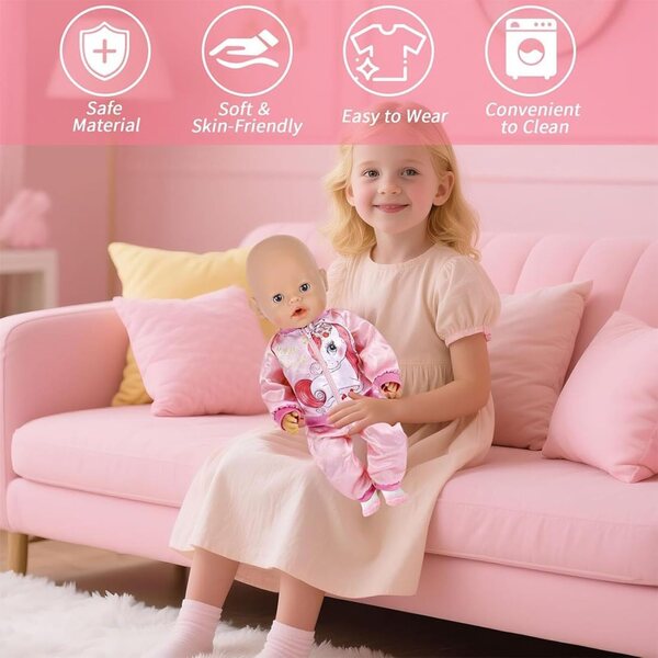 2er-Set rosa Kleidung für 18-Zoll-Puppen – weiche und waschbare Kleidung