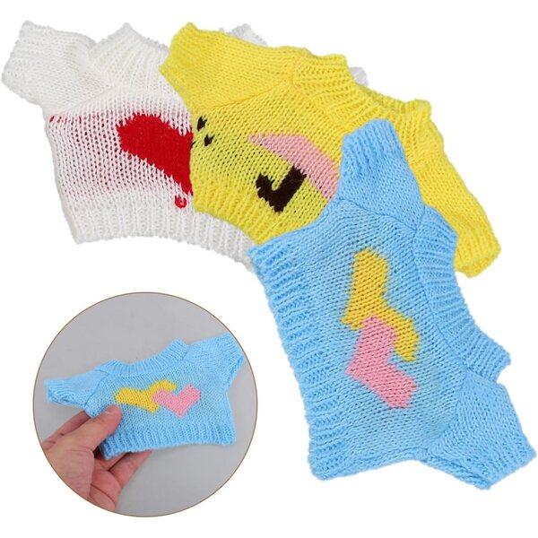 Set 3 Pezzi Abiti Orsetto in Lana per Bambole - Accessori Gioco e Decorazione
