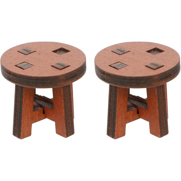 BESPORTBLE 2 Sedie Rotonde in Legno Miniatura per Casa delle Bambole e Decorazioni