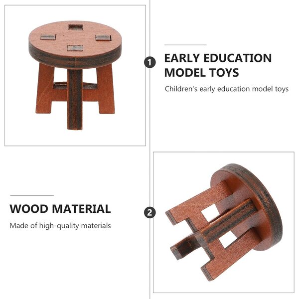 BESPORTBLE 2 Sedie Rotonde in Legno Miniatura per Casa delle Bambole e Decorazioni
