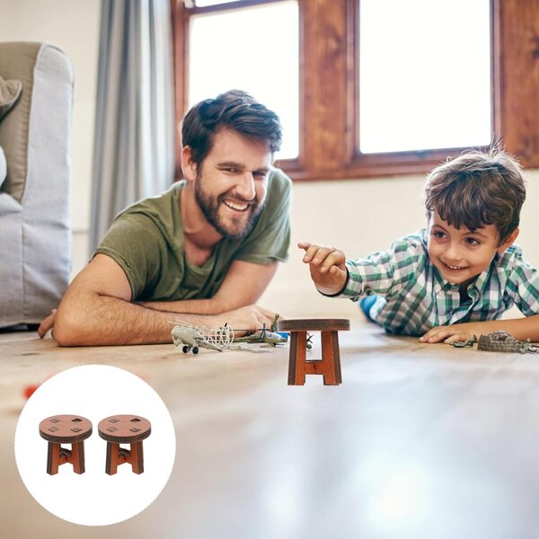 BESPORTBLE 2 Sedie Rotonde in Legno Miniatura per Casa delle Bambole e Decorazioni