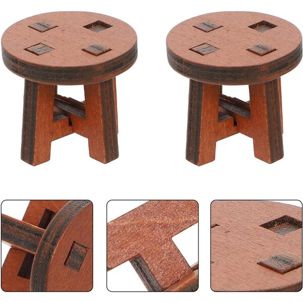BESPORTBLE 2 Sedie Rotonde in Legno Miniatura per Casa delle Bambole e Decorazioni