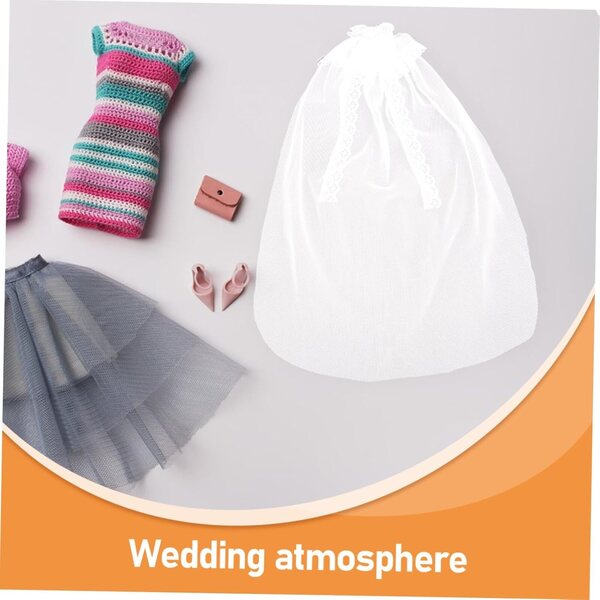 Voile da Sposa per Bambola Bianco Miniatura Fatto a Mano Accessorio Elegante