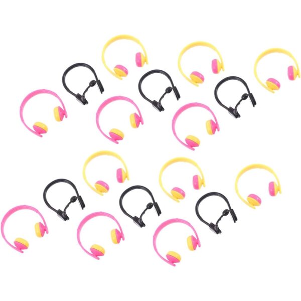 80 Mini Caschi e Microfoni per Bambole Colorati e Neri - Accessori Decorativi